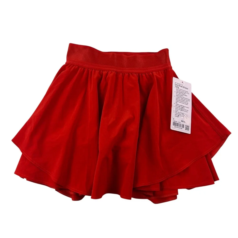 Lululemon Court Rival HR Skirt Long Heat Red HTHT LW8AH4T Size 0 NWT